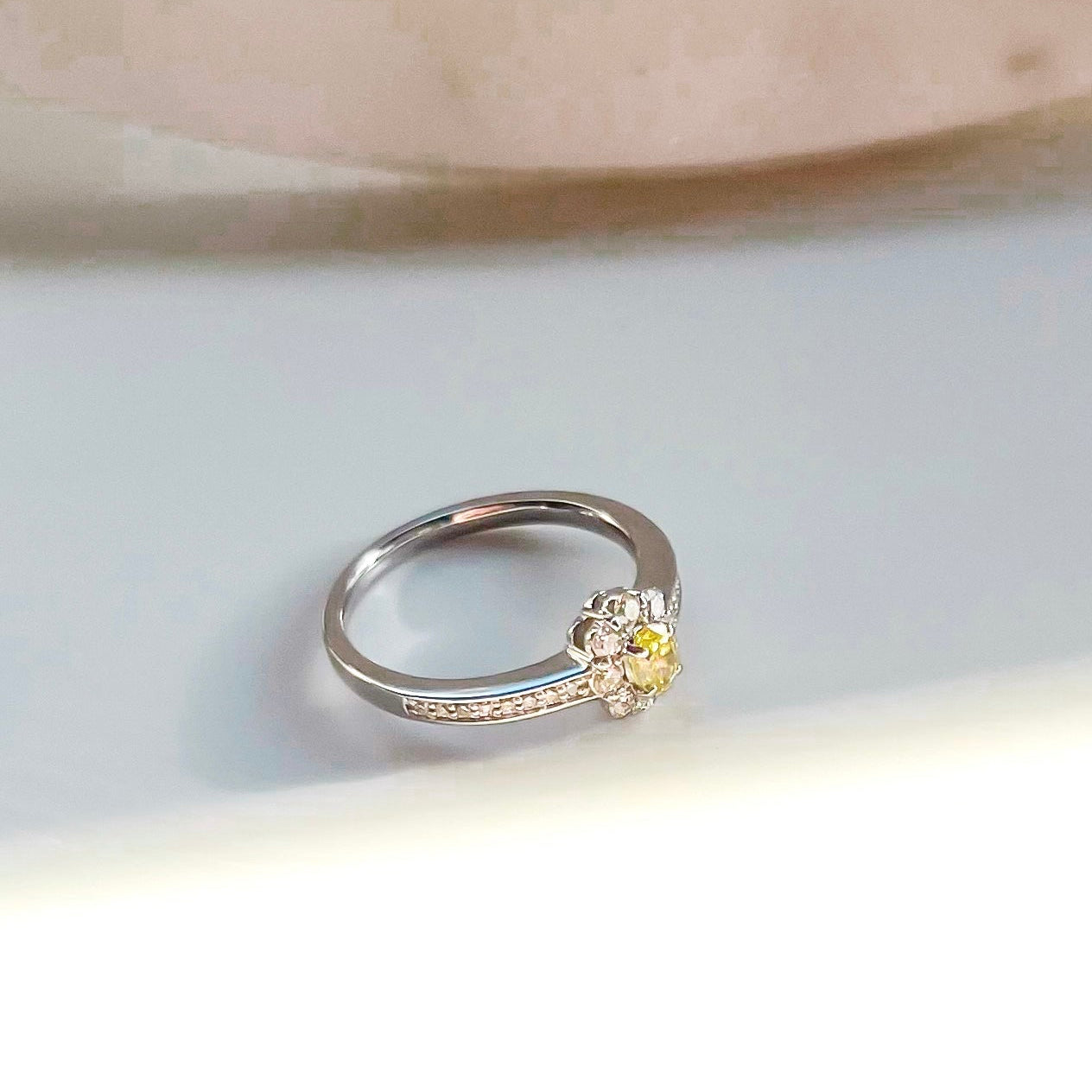 Oval Shape Yellow Diamond Ring