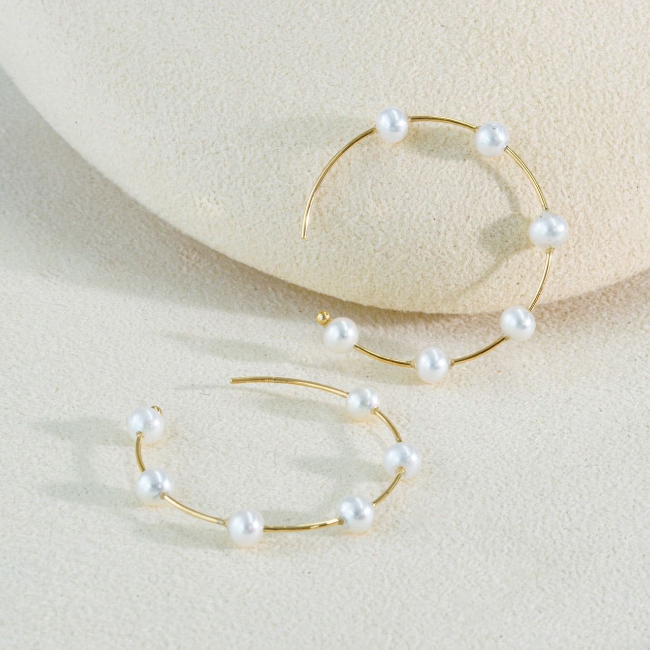 Pearl Tree Hoop Earrings