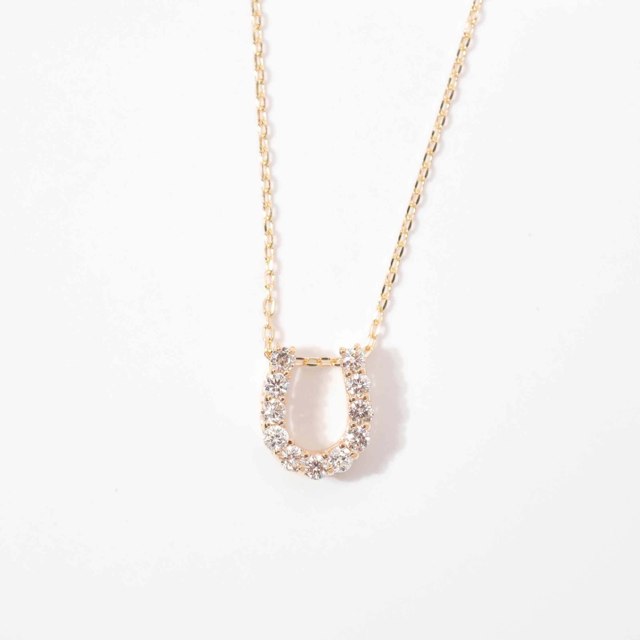 【フルダイヤ】K18YG 馬蹄ネックレス