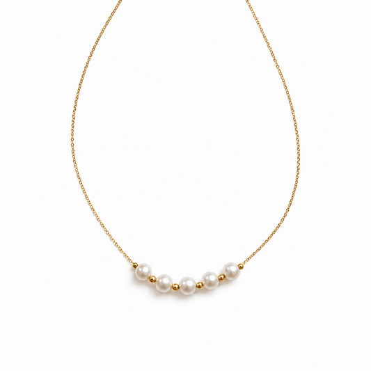 Pearl jewelry－Akoya Pearl Station Necklace