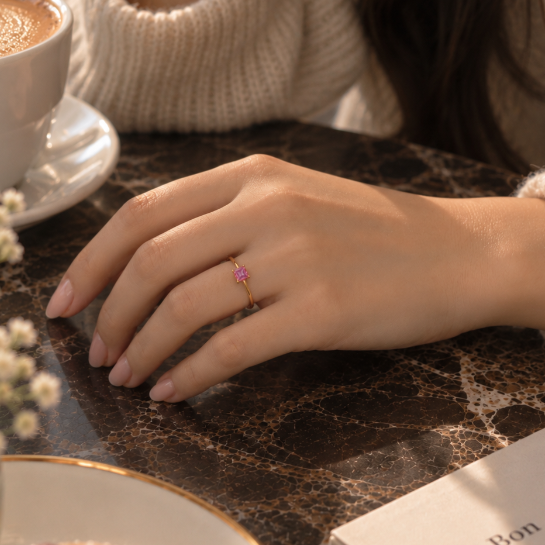 Princess Birthstone Ring　【7月~12月】