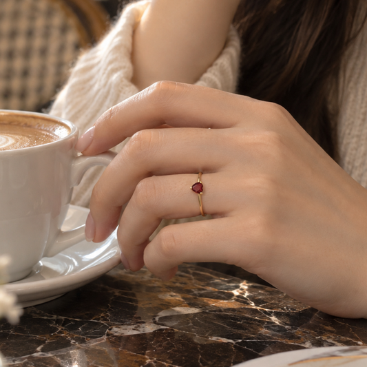 Heart Birthstone Ring　　【1月～6月】