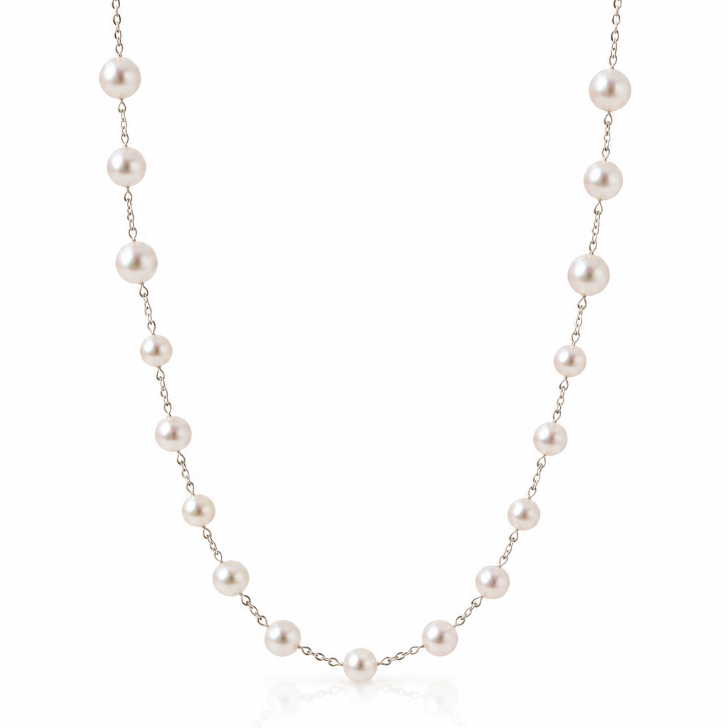 Pearl jewelry－Akoya Pearl Station Necklace