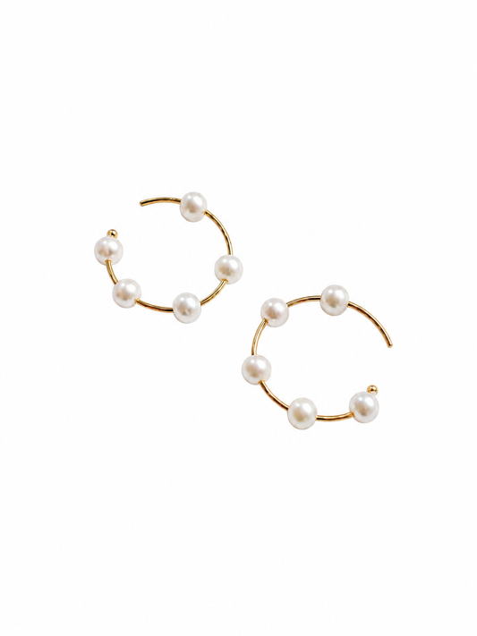 Pearl Tree Hoop Earrings