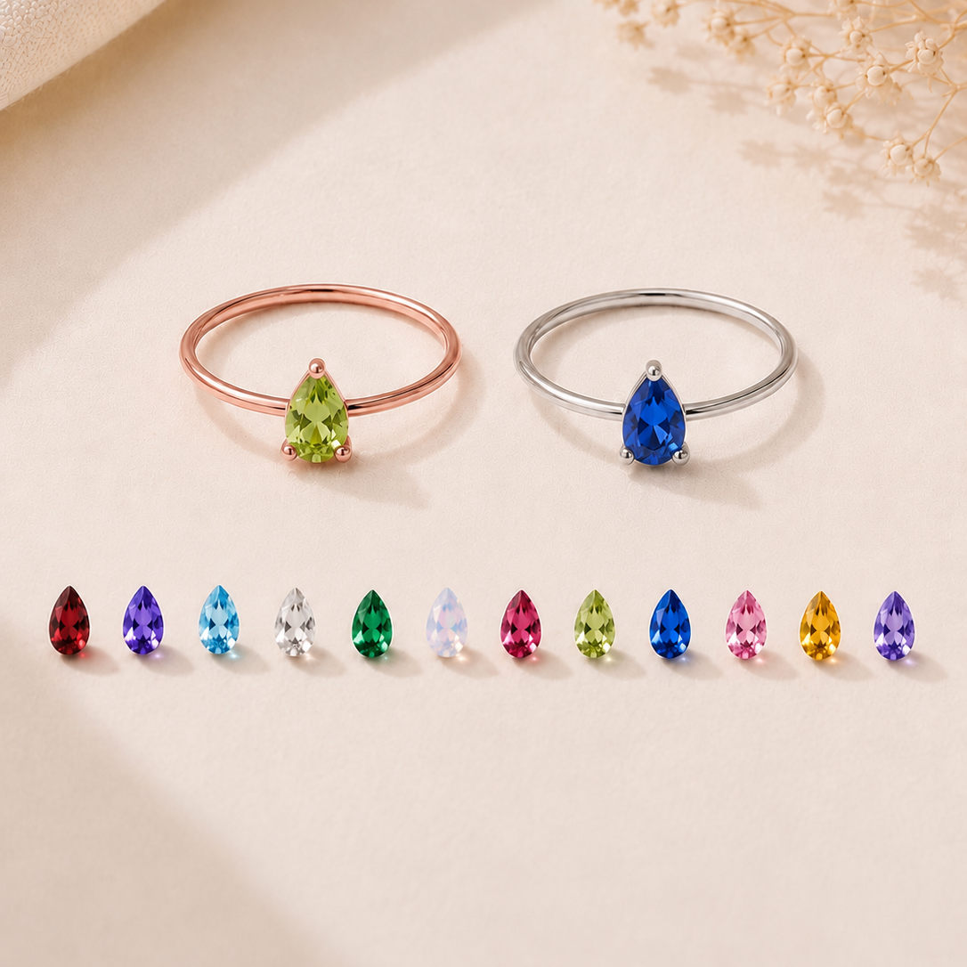Pear Birthstone Ring　【1月～6月】