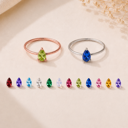 Pear Birthstone Ring　【7月~12月】
