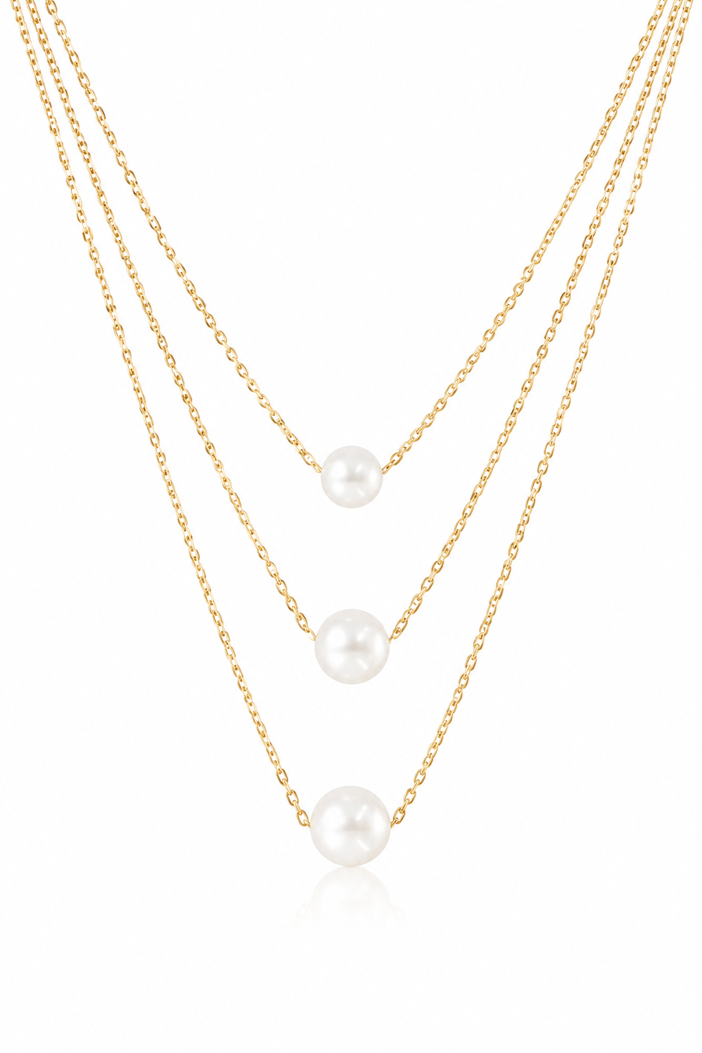 Pearl jewelry－Triple Akoya Pearl Necklace