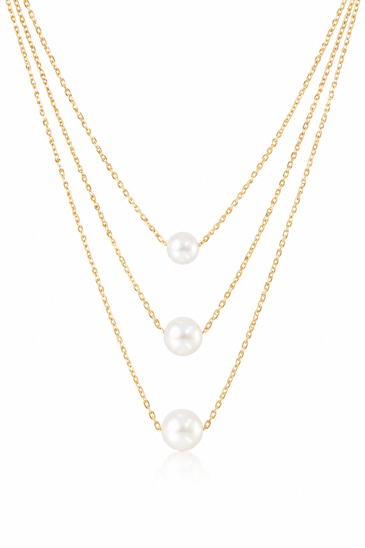 Pearl jewelry－Triple Akoya Pearl Necklace