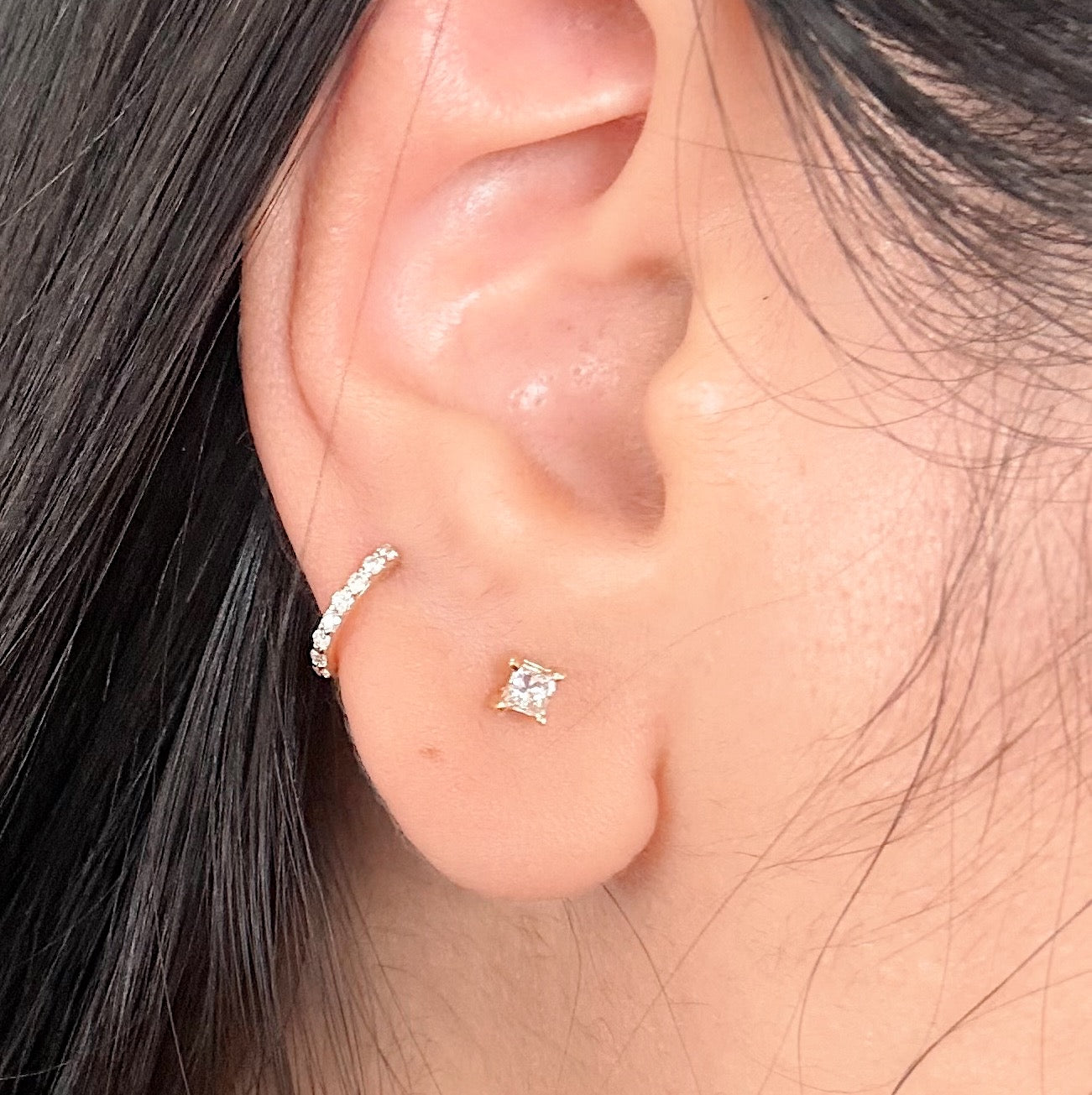 【プリンセスカット】ソリッドピアス【K18イエローゴールド】