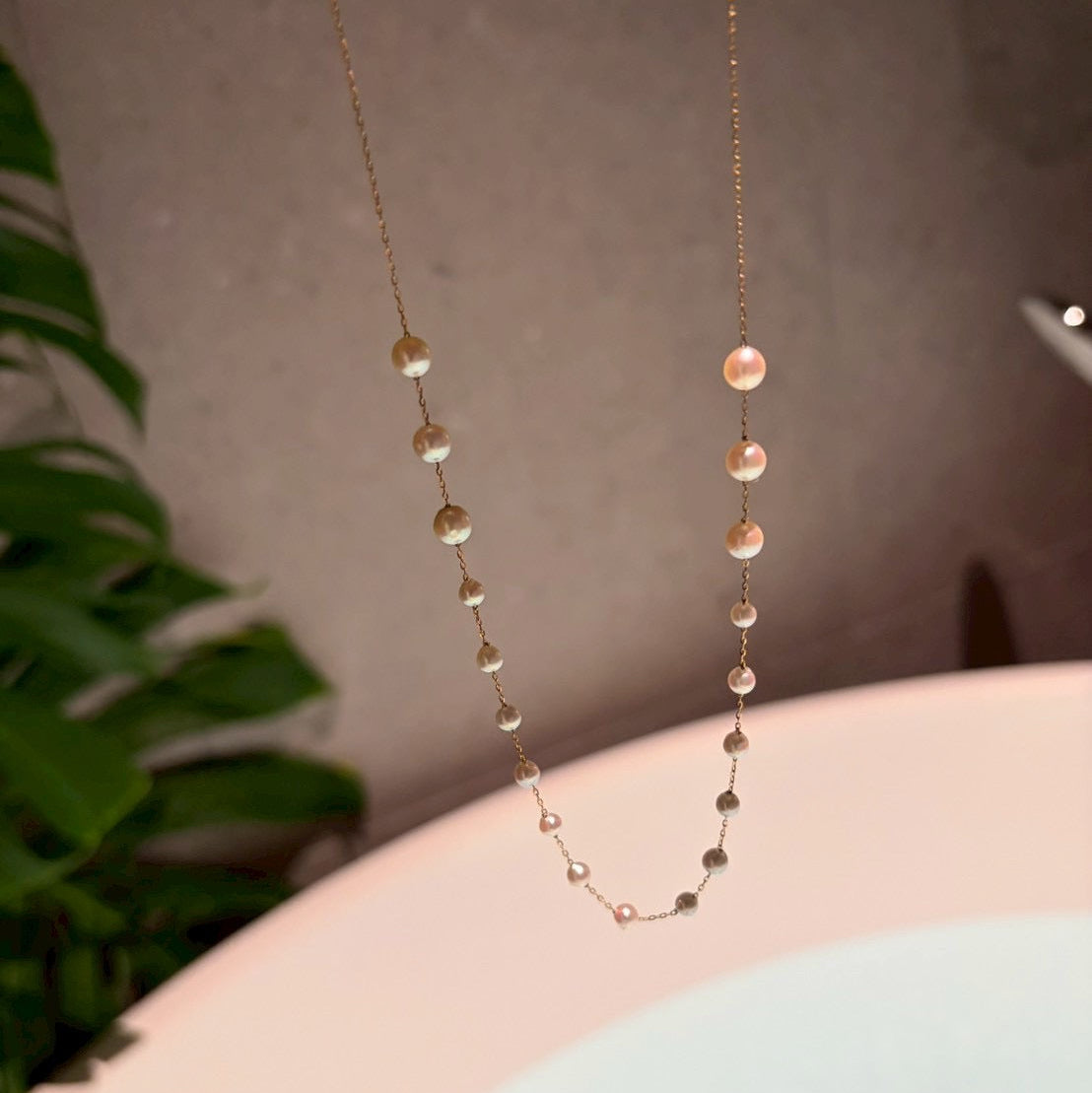 Akoya Pearl Station Necklace