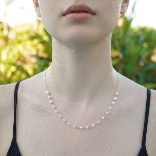Akoya Pearl Station Necklace