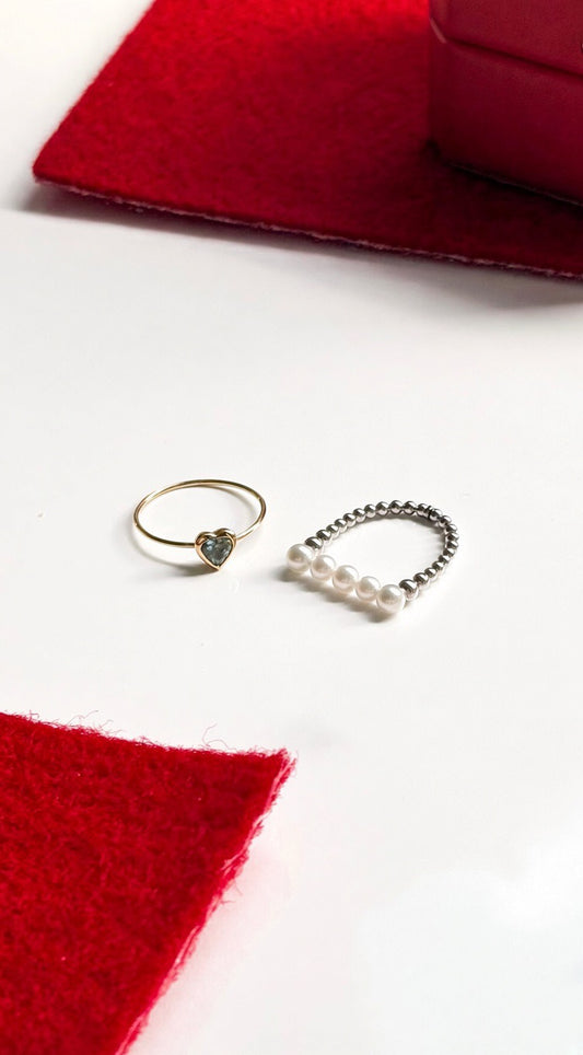 Twin Heart Ring / Neo Pearl Ring
