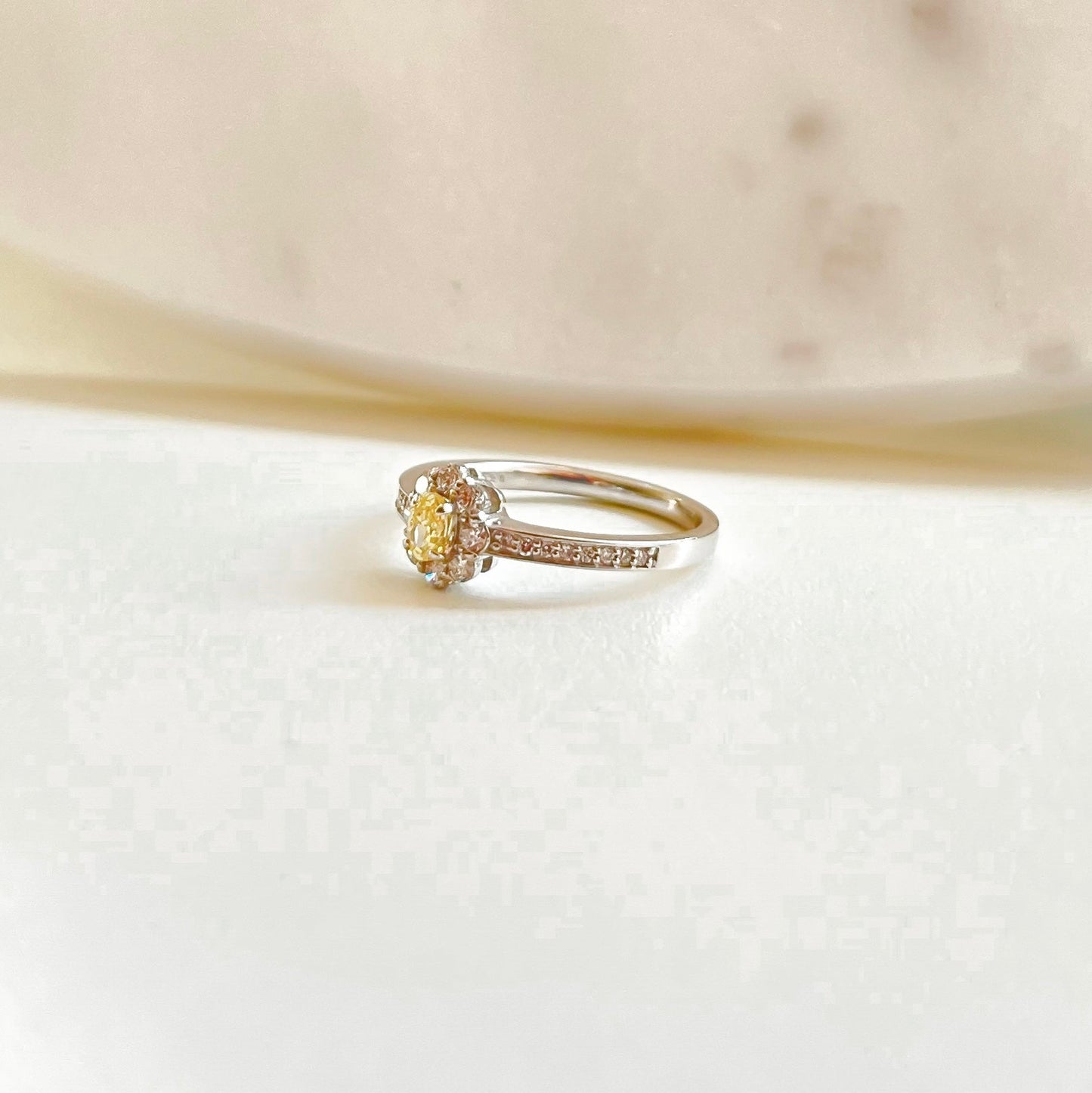 Oval Shape Yellow Diamond Ring