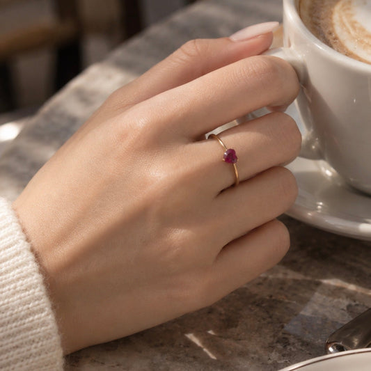 Heart Birthstone Ring　　【7月～12月】