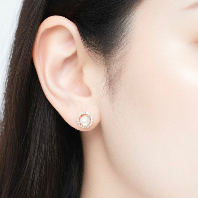 AKOYA PEARL CIRCLE HALO EARING
