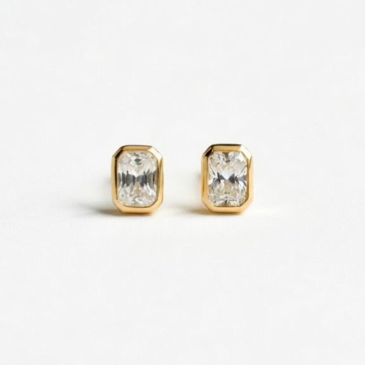 Emerald Cut Diamond Earrings