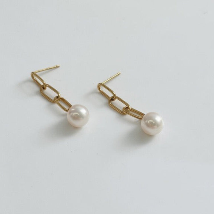 Akoya Pearl Chain Earings