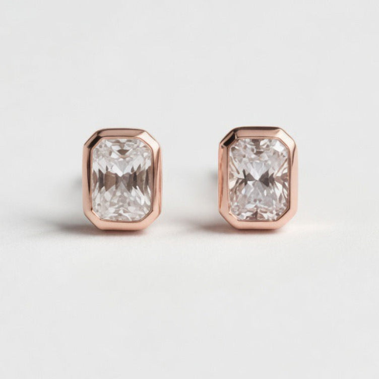Emerald Cut Diamond Earrings