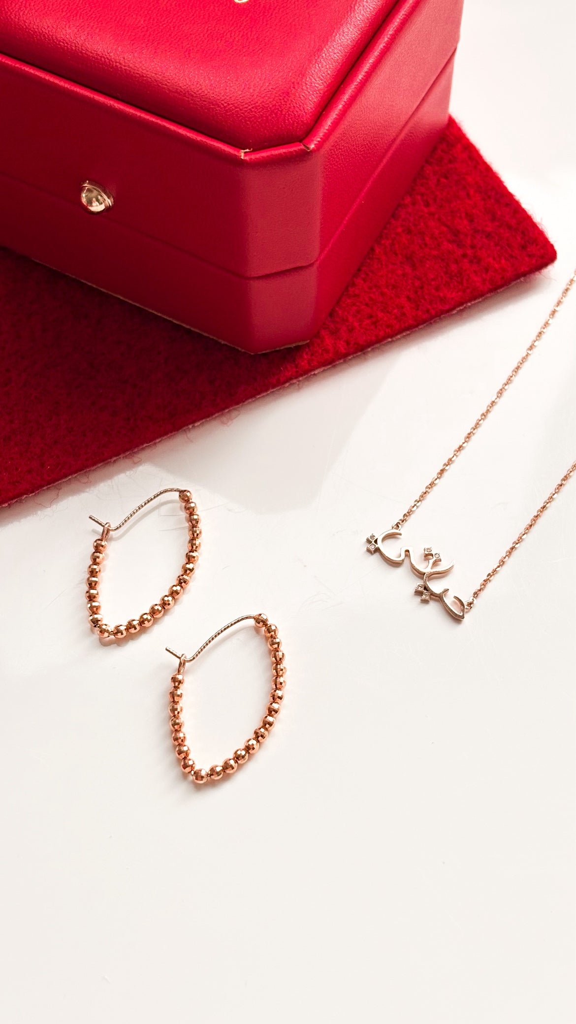 Signature Calligraphy 【 Hayati 】 Necklace / Marquise Candy Earrings【 Medium 】