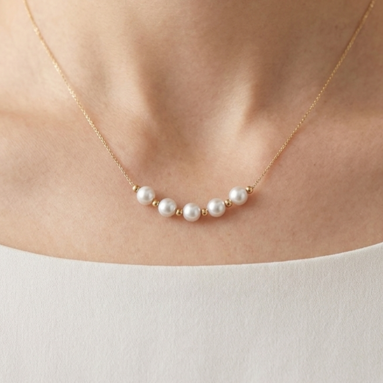 Akoya Pearl Station Necklace