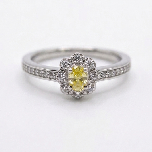 Oval Shape Yellow Diamond Ring