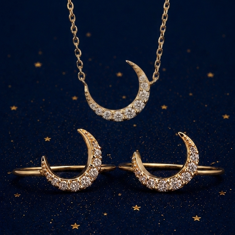 Moon Set （necklace& ring）  (Milky Way Wishes)