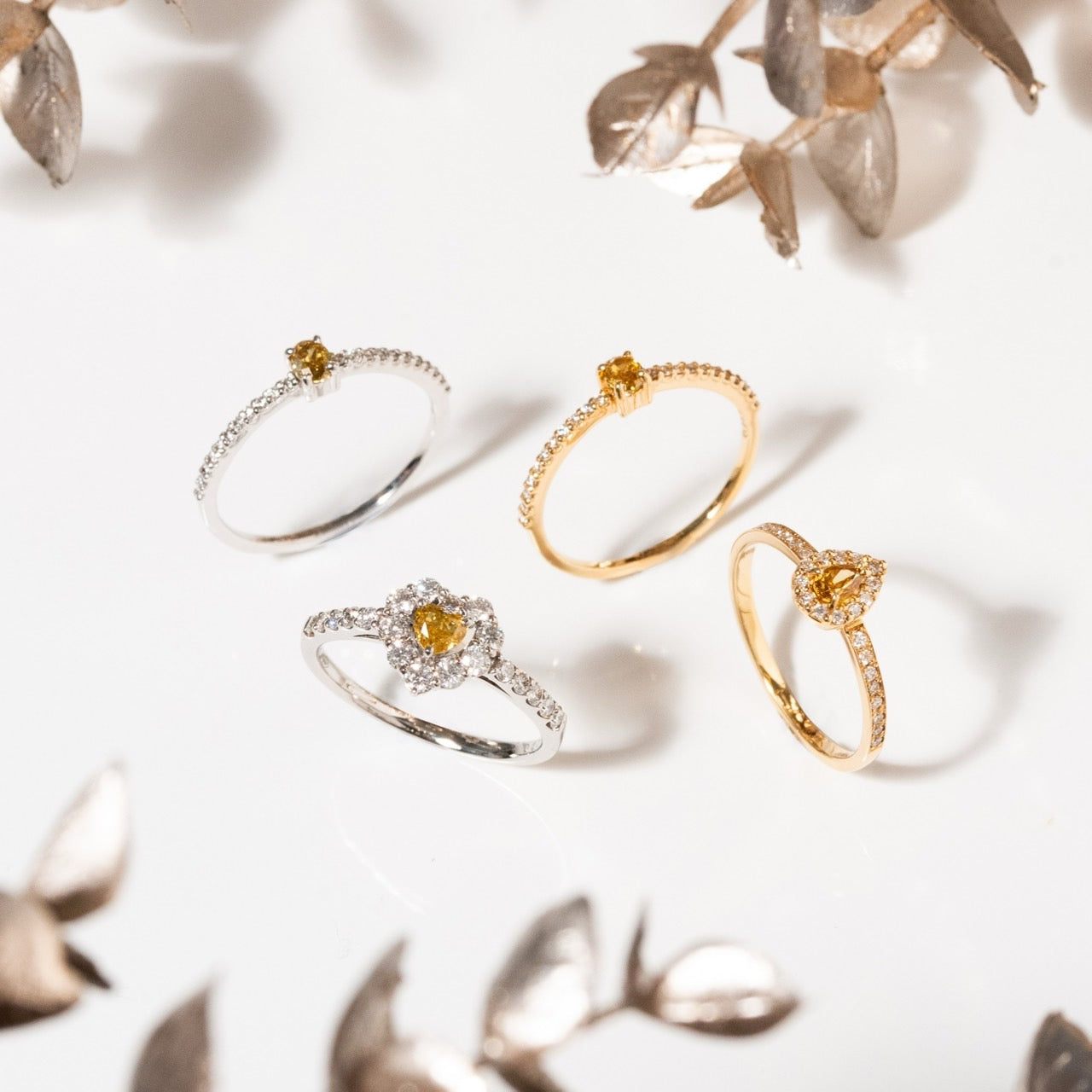 オレンジイエローダイヤモンドリング