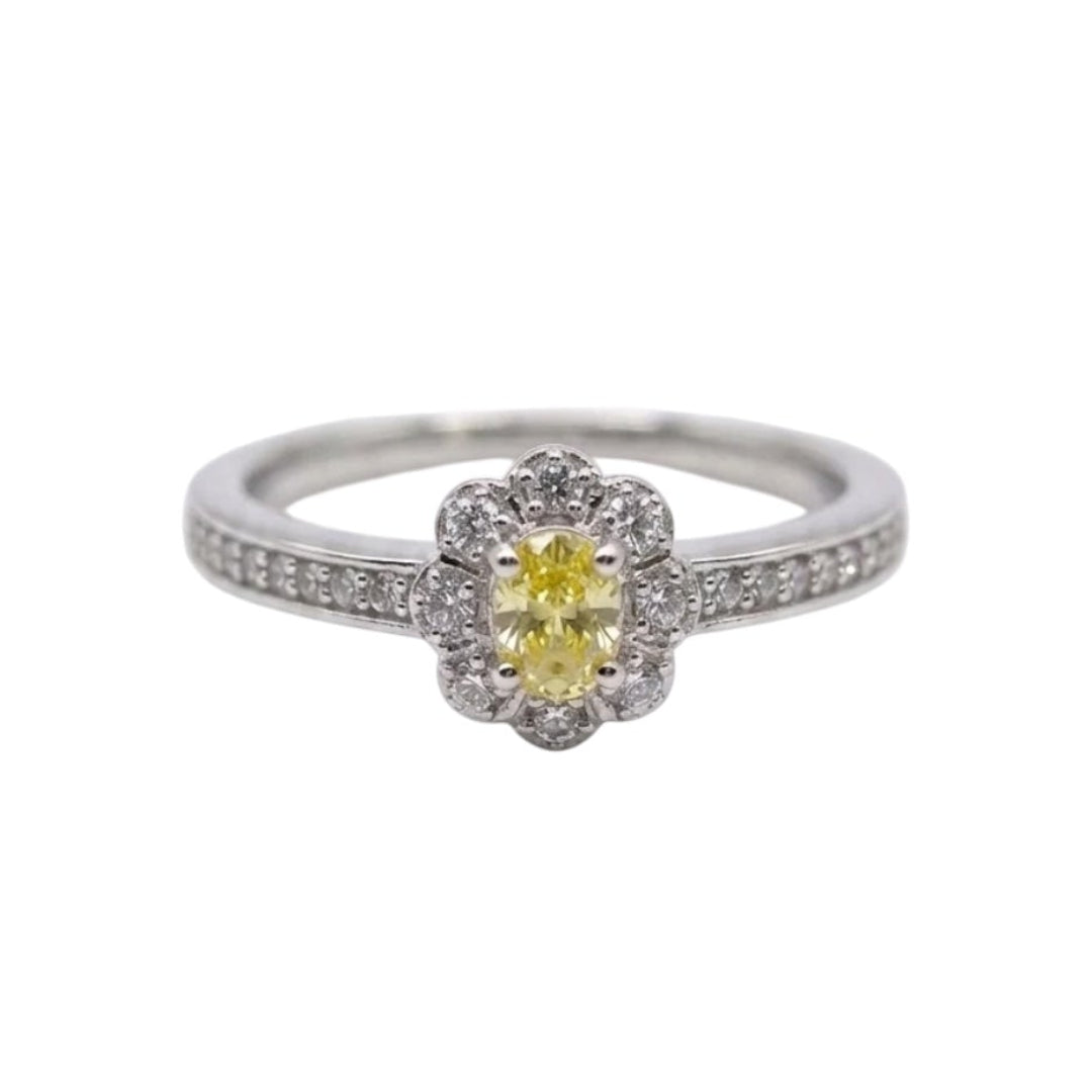 Oval Shape Yellow Diamond Ring