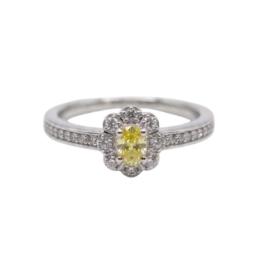 Oval Shape Yellow Diamond Ring