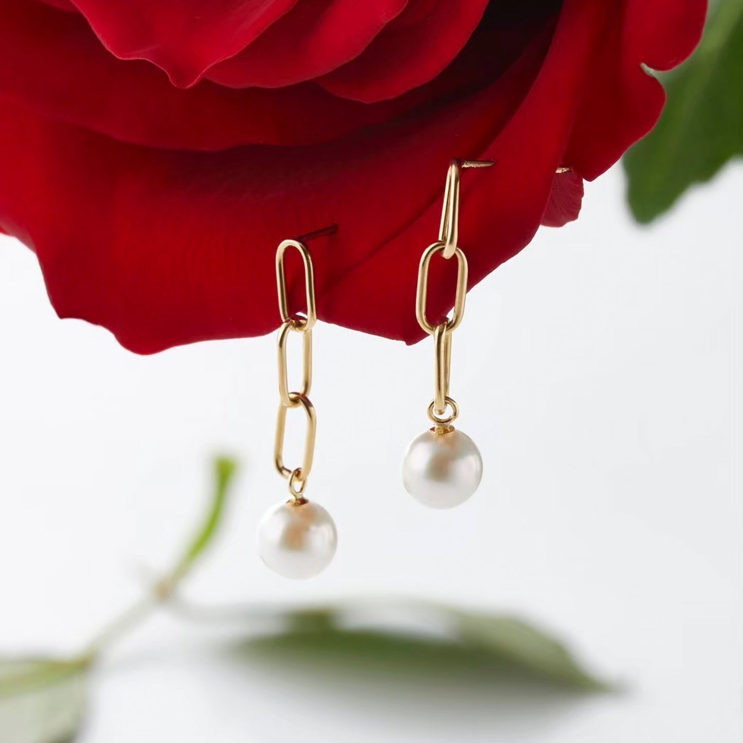 Akoya Pearl Chain Earings