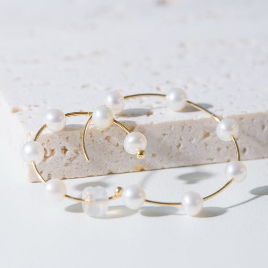 Pearl Tree Hoop Earrings