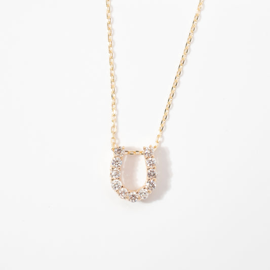 【フルダイヤ】K18YG 馬蹄ネックレス